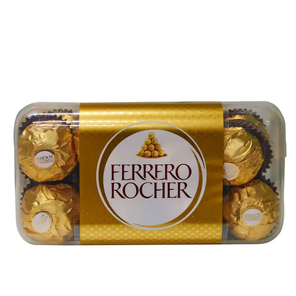 Bruselas Bélgica Noviembre 2023 Caja Chocolate Plástico Con Ferrero Rocher Imágenes de stock libres de derechos