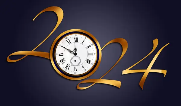 2024 Nieuwjaarskaart Vieren Met Feestwensen Stockfoto