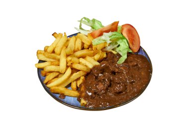 Flaman karbonatlı tabak ve kırpma yolu ile beyaz üzerine izole salata