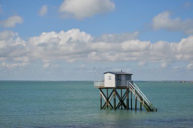 Charente sahilindeki ağaçlıklarda kare ağ balıkçılığı.