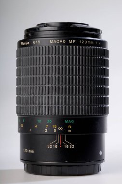 Brussels, Belgium -07 November 2024; Illustrative editorial picture of a 120mm lens from the Mamiya brand clipart