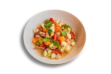 Ceviche, beyaza izole edilmiş ve kırpma yolu ile karıştırılmış.
