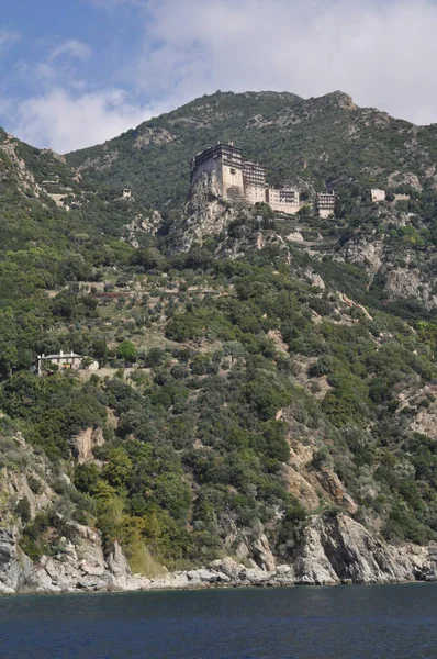 Monastery Simonos Petras Monastery Construído Monte Athos — Fotografia de Stock