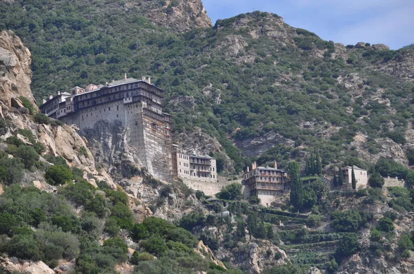 Klasztor Simonos Petras Klasztor Zbudowany Górze Athos — Zdjęcie stockowe