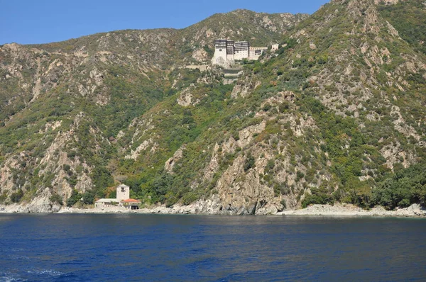 Simonos Petras Manastırı Athos Dağı Üzerine Inşa Edilmiş Bir Manastır — Stok fotoğraf