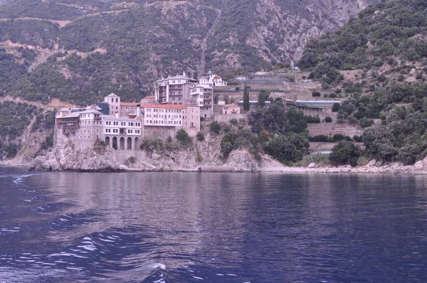 Monasterio Osiou Grigoriou Monasterio Construido Monte Athos — Foto de Stock