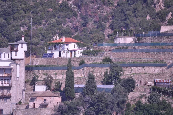 オシウ グリゴリオ修道院 Osiou Grigoriou アトス山に建てられた修道院 — ストック写真