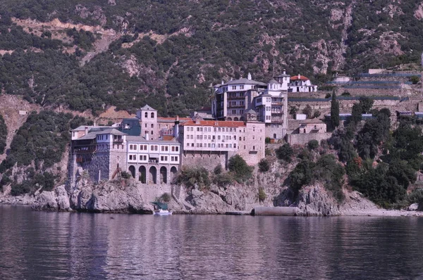Klášter Osiou Grigoriou Klášter Postavený Hoře Athos — Stock fotografie
