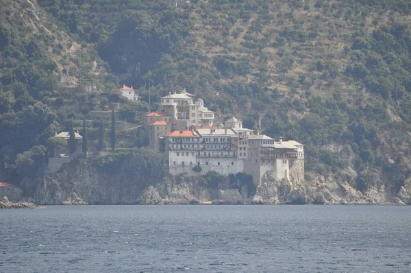 Monastery Osiou Grigoriou Monastery Construído Monte Athos — Fotografia de Stock