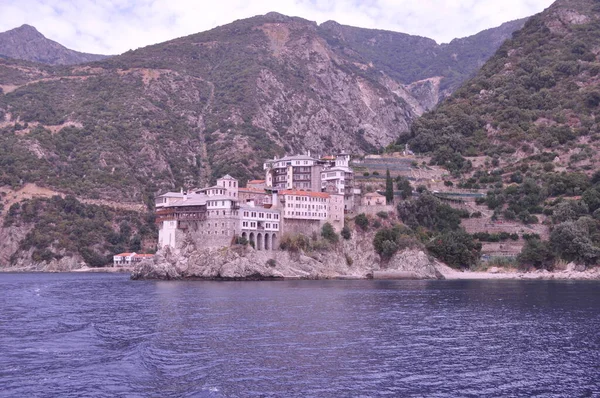 Osiou Grigoriou Manastırı Athos Dağı Üzerine Inşa Edilmiş Bir Manastır — Stok fotoğraf