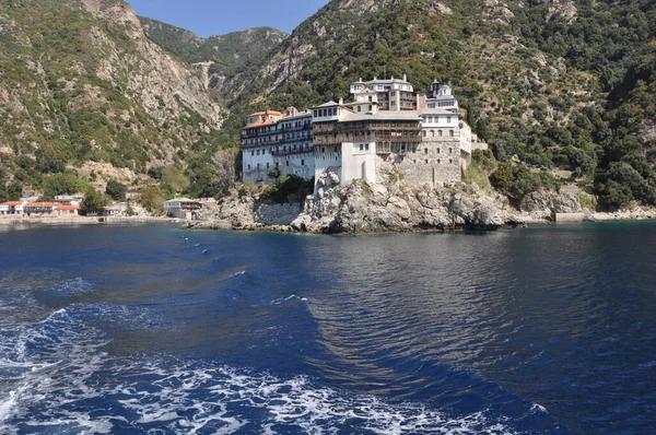 Monastère Osiou Grigoriou Est Monastère Construit Sur Mont Athos Images De Stock Libres De Droits