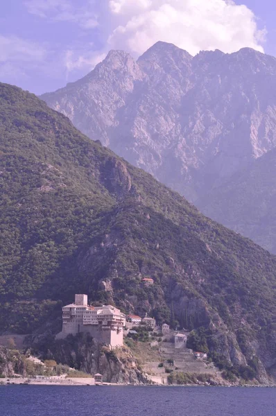 Dionysiou Manastırı Athos Dağı Üzerine Inşa Edilmiş Bir Manastır — Stok fotoğraf
