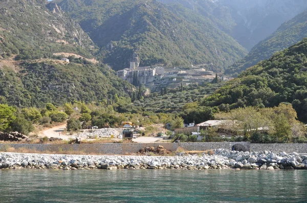 Agiou Pavlou Manastırı Athos Dağı Üzerine Inşa Edilmiş Bir Manastır — Stok fotoğraf