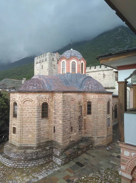 Монастырь Великой Лавры Монастырь Построенный Горе Афон — стоковое фото