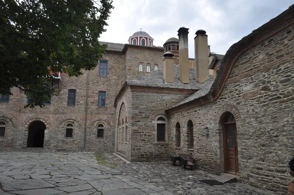 Монастир Івірона Монастир Побудований Горі Афон — стокове фото