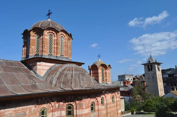 Vatopedi Manastırı Athos Dağı Üzerine Inşa Edilmiş Bir Manastır — Stok fotoğraf