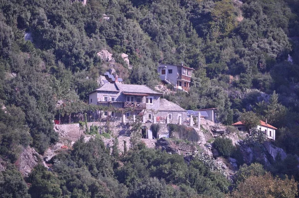 Heilige Cel Van Hut Een Cel Gebouwd Berg Athos — Stockfoto