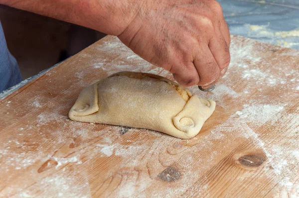 Traditioneel Cypriotisch Flaouna Heerlijk Grieks Paaskaas Brood Flaounes Worden Traditioneel — Stockfoto