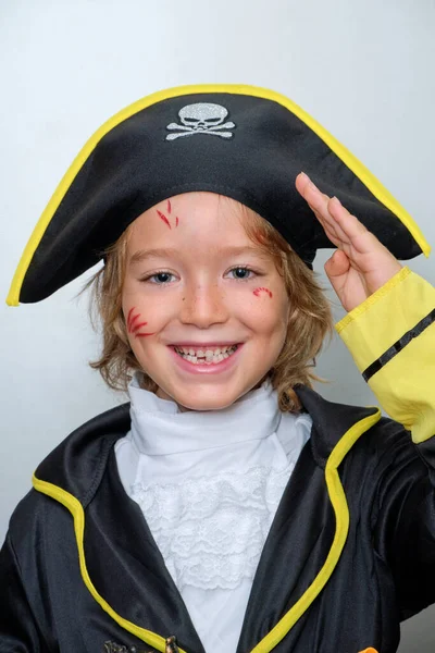 Portrait of 6 yeras old male child with Halloween makeup and dressing