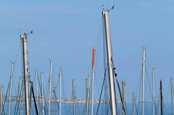 Italien Sizilien Mittelmeer Marina Ragusa Provinz Ragusa Segelbootmasten Hafen — Stockfoto