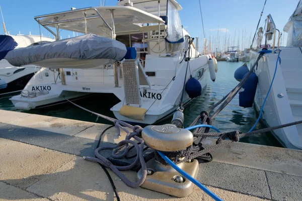 Італія Сицилія Середземне Море Марина Рагуса Листопада 2022 Парусні Човни — стокове фото