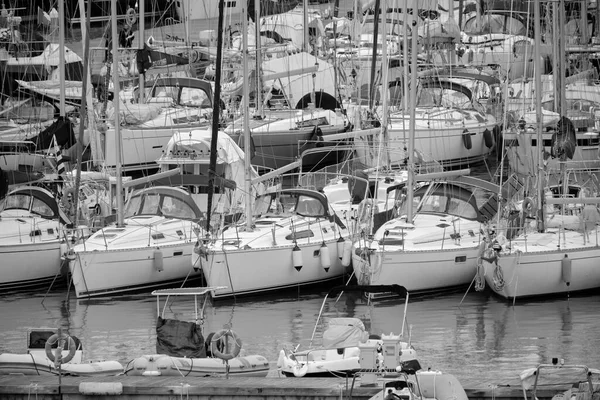 Italien Sicilien Medelhavet Marina Ragusa Ragusaprovinsen December 2022 Motorbåtar Och — Stockfoto