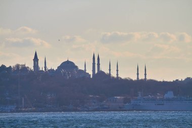 Türkiye, İstanbul, Boğaz Kanalı ve Mavi Cami manzarası