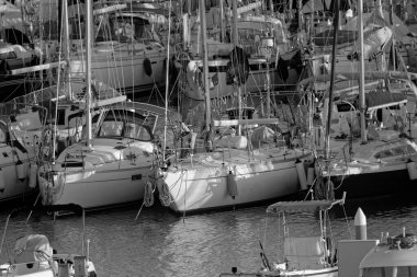 Italy, Sicily, Mediterranean sea, Marina di Ragusa (Ragusa Province); 13 January 2023, luxury yachts in the port - EDITORIAL