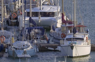 Italy, Sicily, Mediterranean sea, Marina di Ragusa (Ragusa Province); 16 January 2023, sailing boats in the port - EDITORIAL