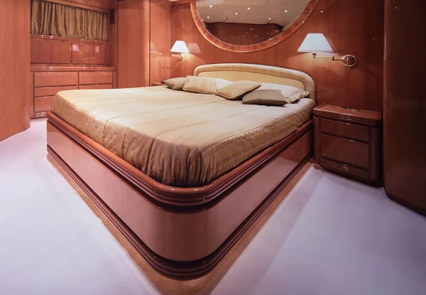 Italy, Fiumicino (Rome); luxury yacht interiors, master bedroom