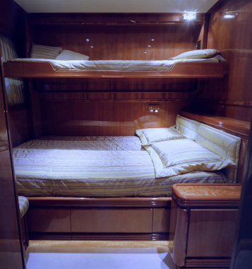 Italy, Tuscany, Viareggio, luxury yacht interiors, guests bedroom 