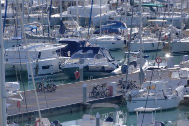 Italy, Sicily, Mediterranean sea, Marina di Ragusa (Ragusa Province); 23 January 2023, luxury yachts in the port - EDITORIAL