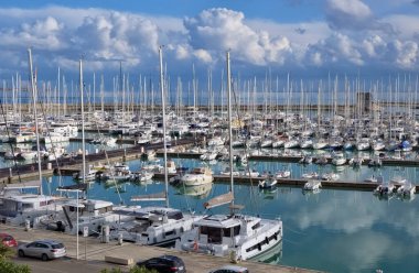 Italy, Sicily, Mediterranean sea, Marina di Ragusa (Ragusa Province); 23 January 2023, motor boats and luxury yachts in the port - EDITORIAL