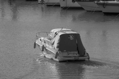 Italy, Sicily, Mediterranean Sea, Marina di Ragusa (Ragusa Province); 27 January 2023, luxury yacht in the port - EDITORIAL