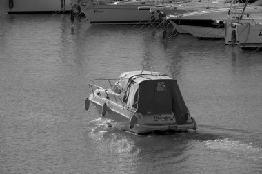 Italy, Sicily, Mediterranean Sea, Marina di Ragusa (Ragusa Province); 27 January 2023, luxury yacht in the port - EDITORIAL