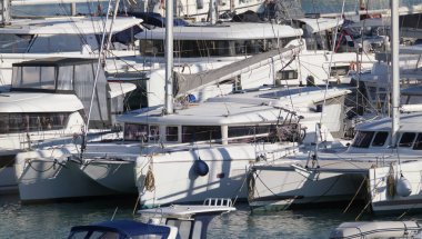 Italy, Sicily, Mediterranean sea, Marina di Ragusa (Ragusa Province); 28 January 2023, luxury yachts in the port - EDITORIAL