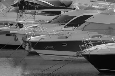 Italy, Sicily, Mediterranean sea, Marina di Ragusa (Ragusa Province); 28 January 2023, luxury yachts in the port - EDITORIAL