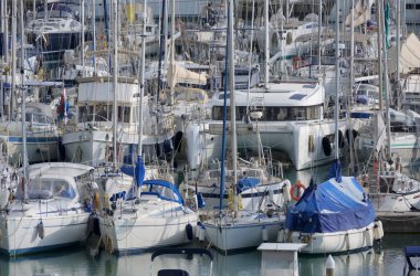 Italy, Sicily, Mediterranean sea, Marina di Ragusa (Ragusa Province); 29 January 2023, luxury yachts in the port - EDITORIAL