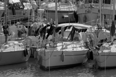 Italy, Sicily, Mediterranean sea, Marina di Ragusa (Ragusa Province); 30 January 2023, luxury yachts in the port - EDITORIAL