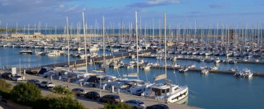 Italy, Sicily, Mediterranean sea, Marina di Ragusa (Ragusa Province); 31 January 2023, motor boats and luxury yachts in the port - EDITORIAL