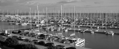 Italy, Sicily, Mediterranean sea, Marina di Ragusa (Ragusa Province); 31 January 2023, motor boats and luxury yachts in the port - EDITORIAL