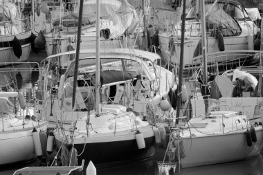 Italy, Sicily, Mediterranean sea, Marina di Ragusa (Ragusa Province); 13 February 2023, sailing boats in the port - EDITORIAL