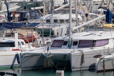 Italy, Sicily, Mediterranean sea, Marina di Ragusa (Ragusa Province); 17 February 2023, luxury yachts in the port - EDITORIAL
