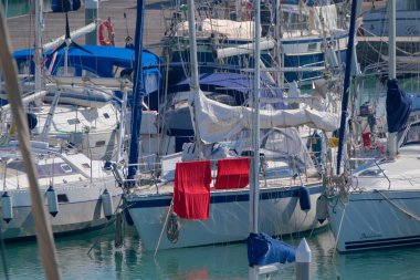 Italy, Sicily, Mediterranean sea, Marina di Ragusa (Ragusa Province); 18 February 2023, sailing boats in the port - EDITORIAL