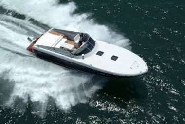 Italy, Meditarranean Sea, Fiumicino (Rome); 12 July 2003, aerial view of people on a luxury yacht - EDITORIAL