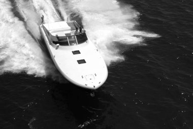 Italy, Meditarranean Sea, Fiumicino (Rome); 12 July 2003, aerial view of people on a luxury yacht - EDITORIAL