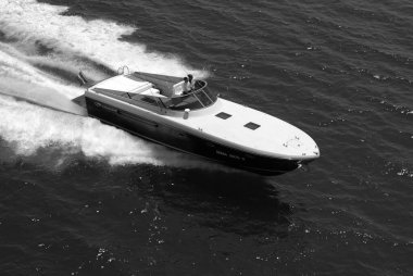 Italy, Meditarranean Sea, Fiumicino (Rome); 12 July 2003, aerial view of people on a luxury yacht - EDITORIAL