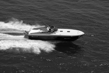 Italy, Meditarranean Sea, Fiumicino (Rome); 12 July 2003, aerial view of people on a luxury yacht - EDITORIAL