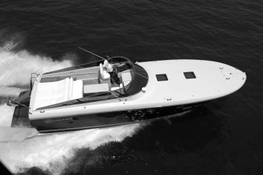 Italy, Meditarranean Sea, Fiumicino (Rome); 12 July 2003, aerial view of people on a luxury yacht - EDITORIAL