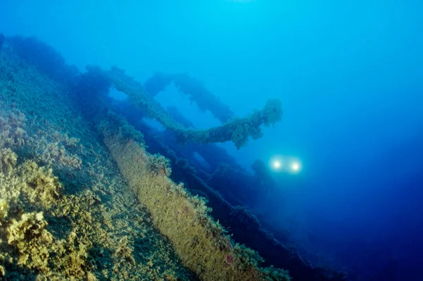 Itálie Středozemní Moře Ostrov Ponza Vrak Potopené Lodi Film Scan — Stock fotografie